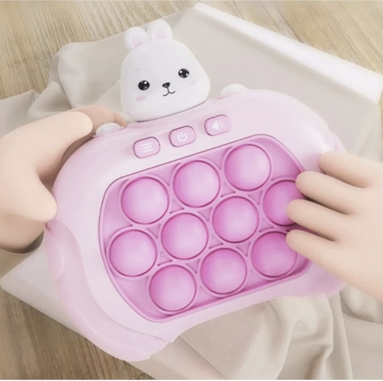 Jucarie senzoriala inteligenta Pop It cu lumini - Consola Interactiva Iepurasul roz - 1 | YEO