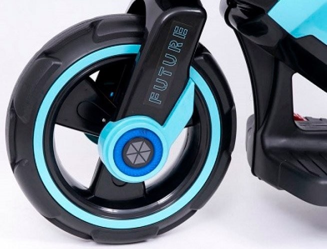 Motocicleta eléctrica pentru copii, doua motoare, acumulator 12V, cu muzica si lumini, bleu - 2 | YEO
