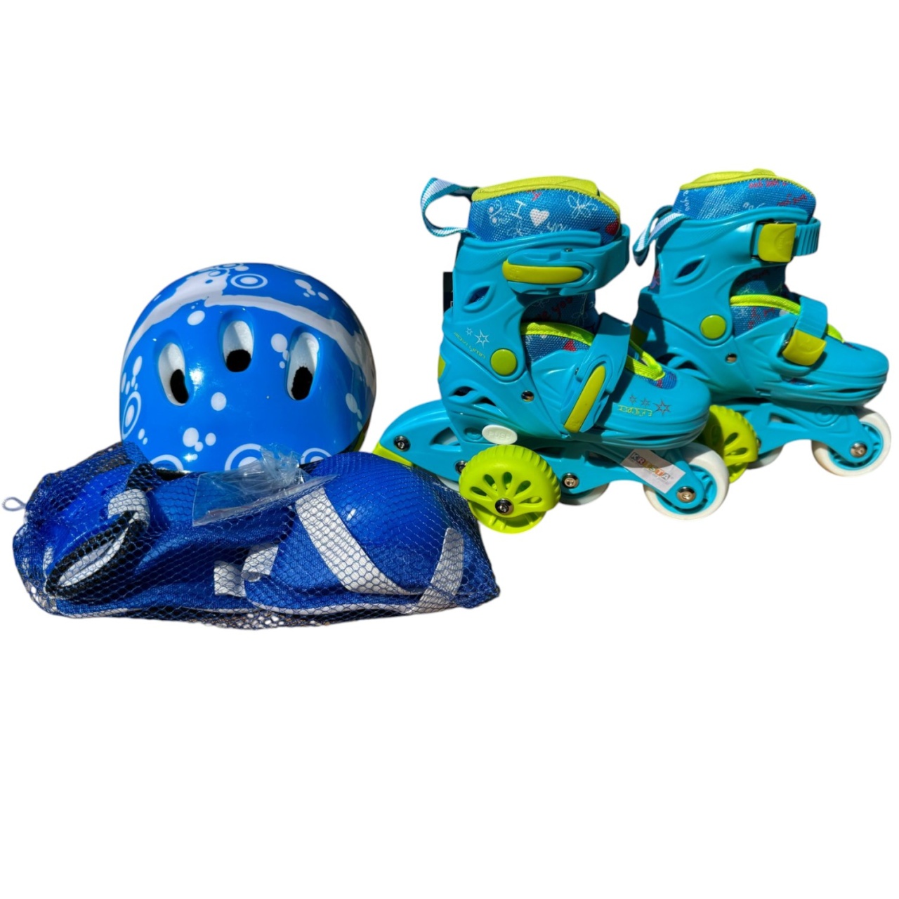 Role copii LW-R6BTS_A, cu roti ajutatoare, cu accesorii de protectie, masuri reglabile, albastru - 2 | YEO