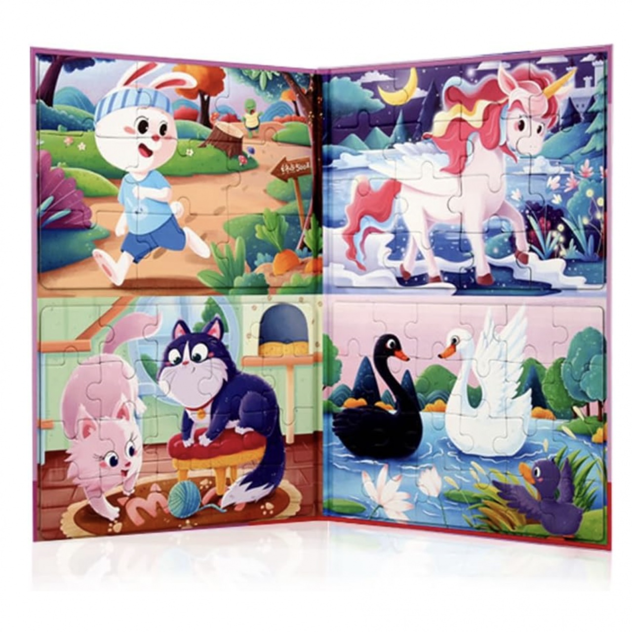 Set 4 puzzle-uri magnetice din lemn – animale, Montessori - 1 | YEO