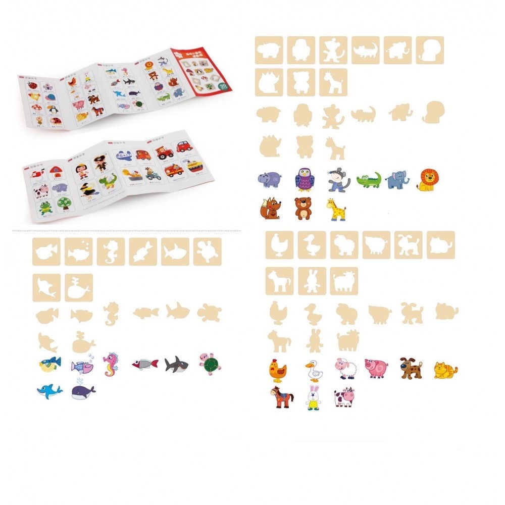 Set 56 sabloane din lemn cu accesorii pentru desen - 4 | YEO