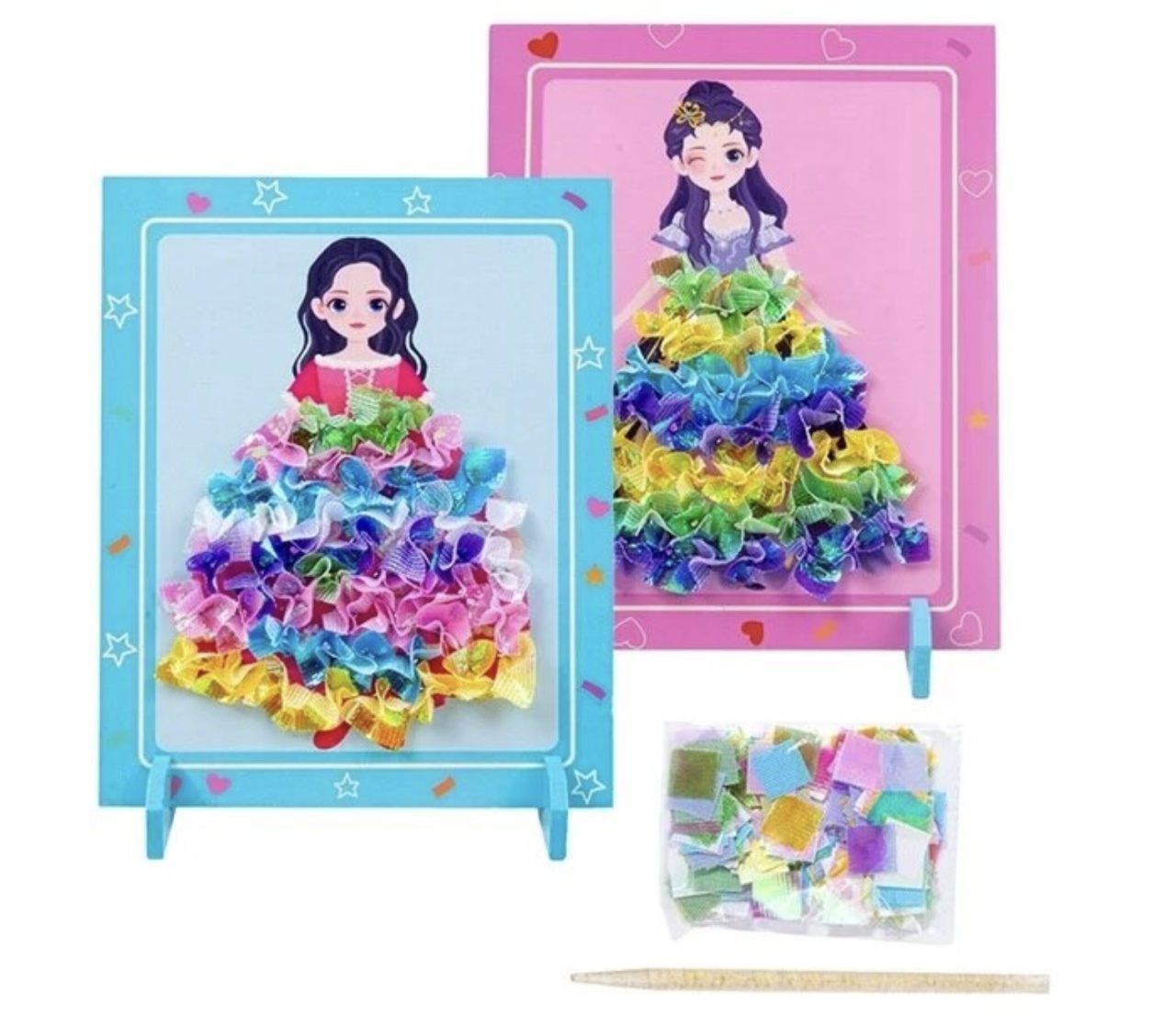 Set creativ si educativ Broderie pe rochia printesei brunete