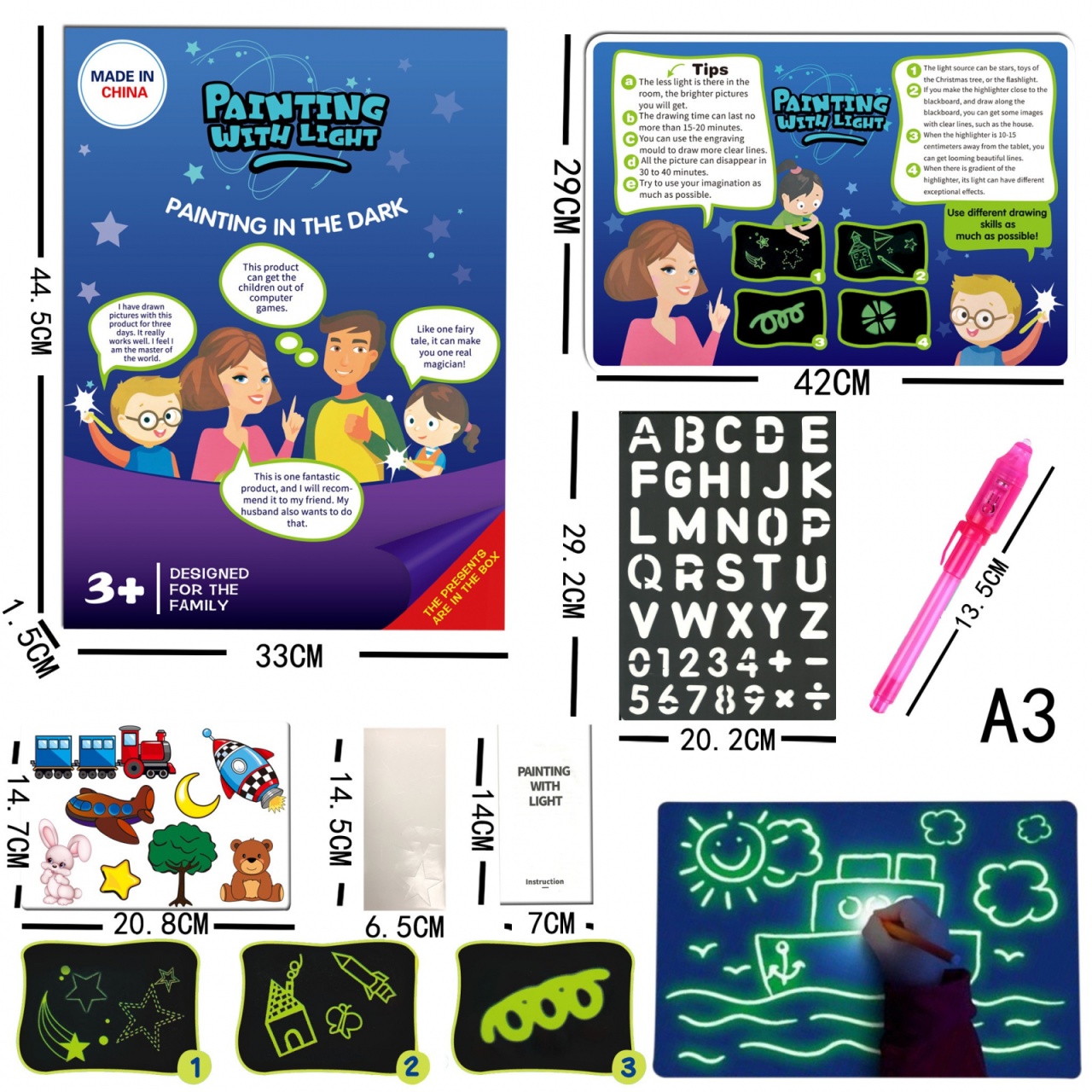Tabla Magica Fluorescenta de scris cu Lumina - 1 | YEO
