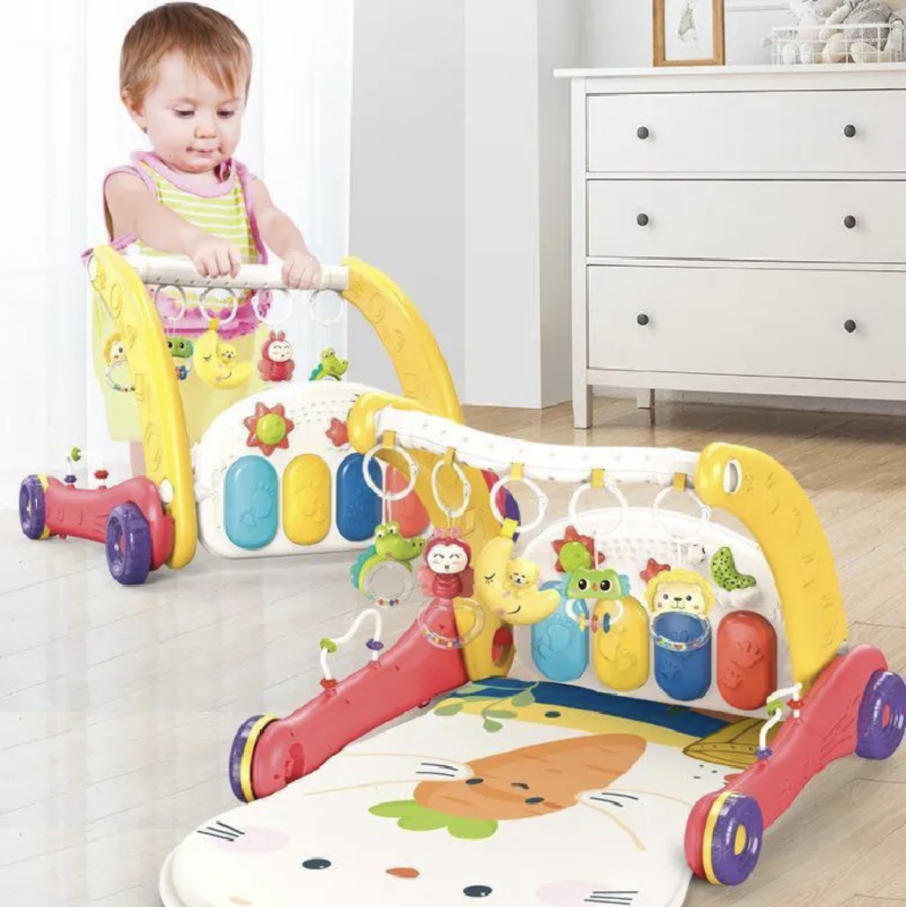 Antemergator si saltea de joaca Baby Walker 3 in 1 pentru bebelusi, rosu - 1 | YEO