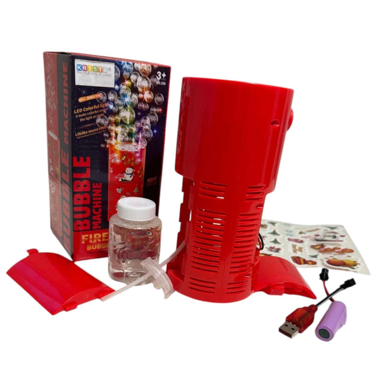 Aparat de baloane automat cu 13 orificii si lumini LED, cu efect de artificii, rosu - 2 | YEO