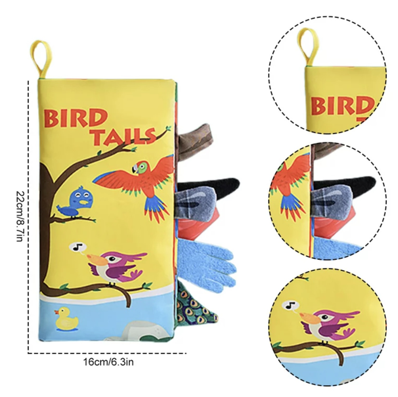 Carte textila senzoriala bebe, Pasari - 3 | YEO