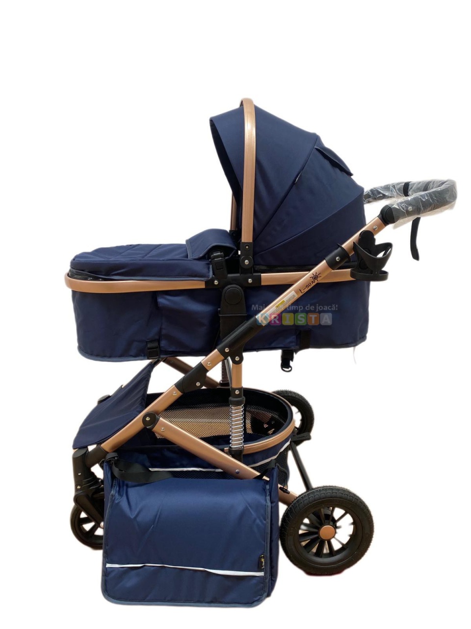 Carucior 2 in 1, reversibil, cu suspensii, T7 albastru - L-Sun - 1 | YEO
