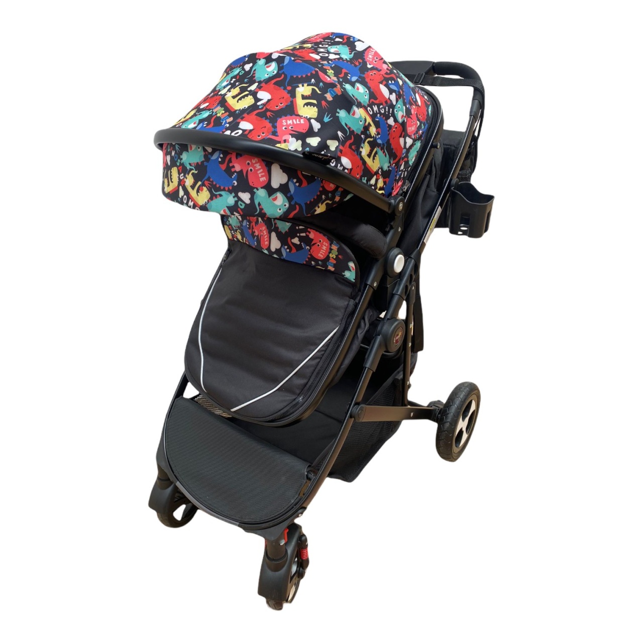 Carucior 2 in 1 transformabil landou-sport, 808 Negru cu flori - 2 | YEO