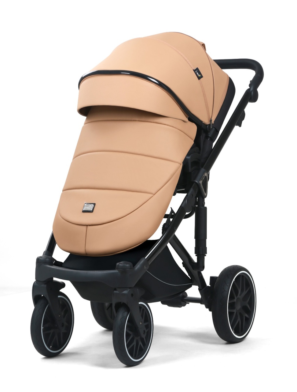 Carucior 3 in 1, G8 Luxury Crem, reversibil, cu suspensii, din piele ECO - 2 | YEO