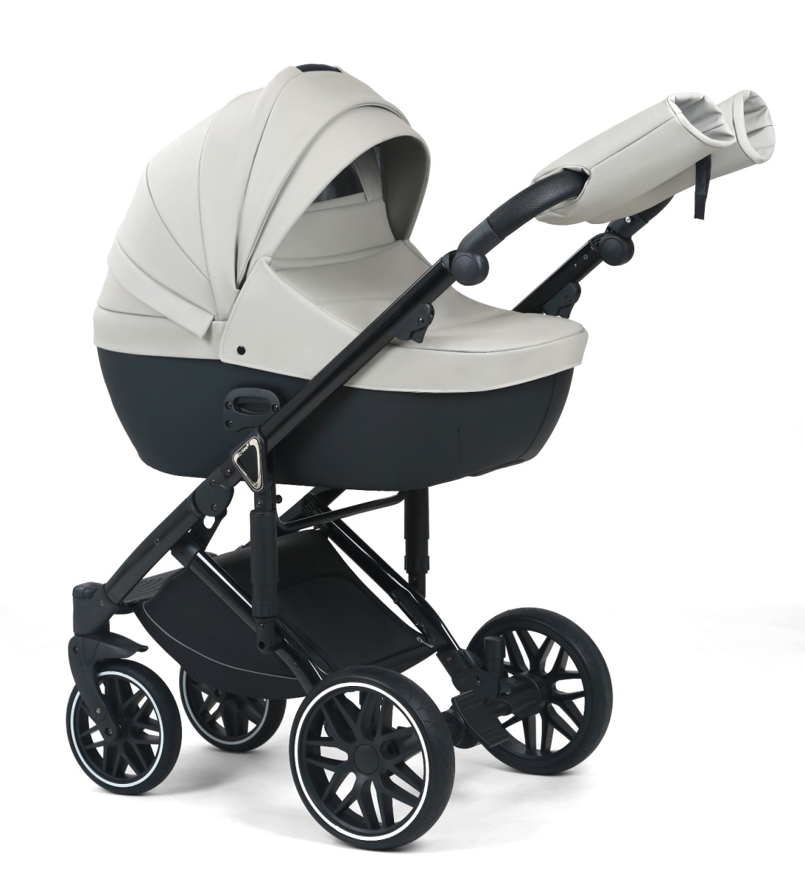 Carucior 3 in 1, G8 Luxury Gri, reversibil, cu suspensii, din piele ECO - 1 | YEO