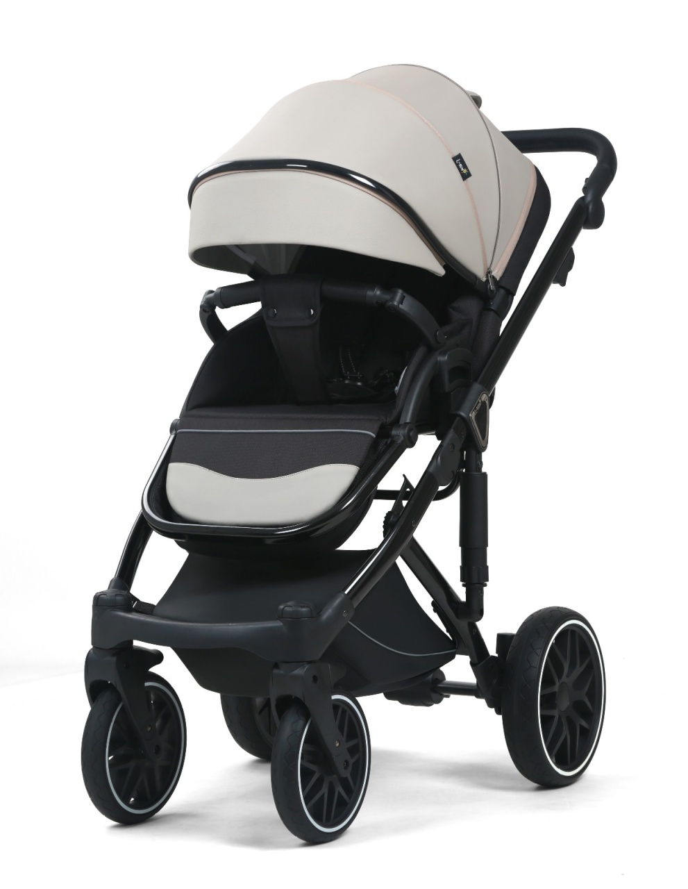 Carucior 3 in 1, G8 Luxury Gri, reversibil, cu suspensii, din piele ECO - 3 | YEO