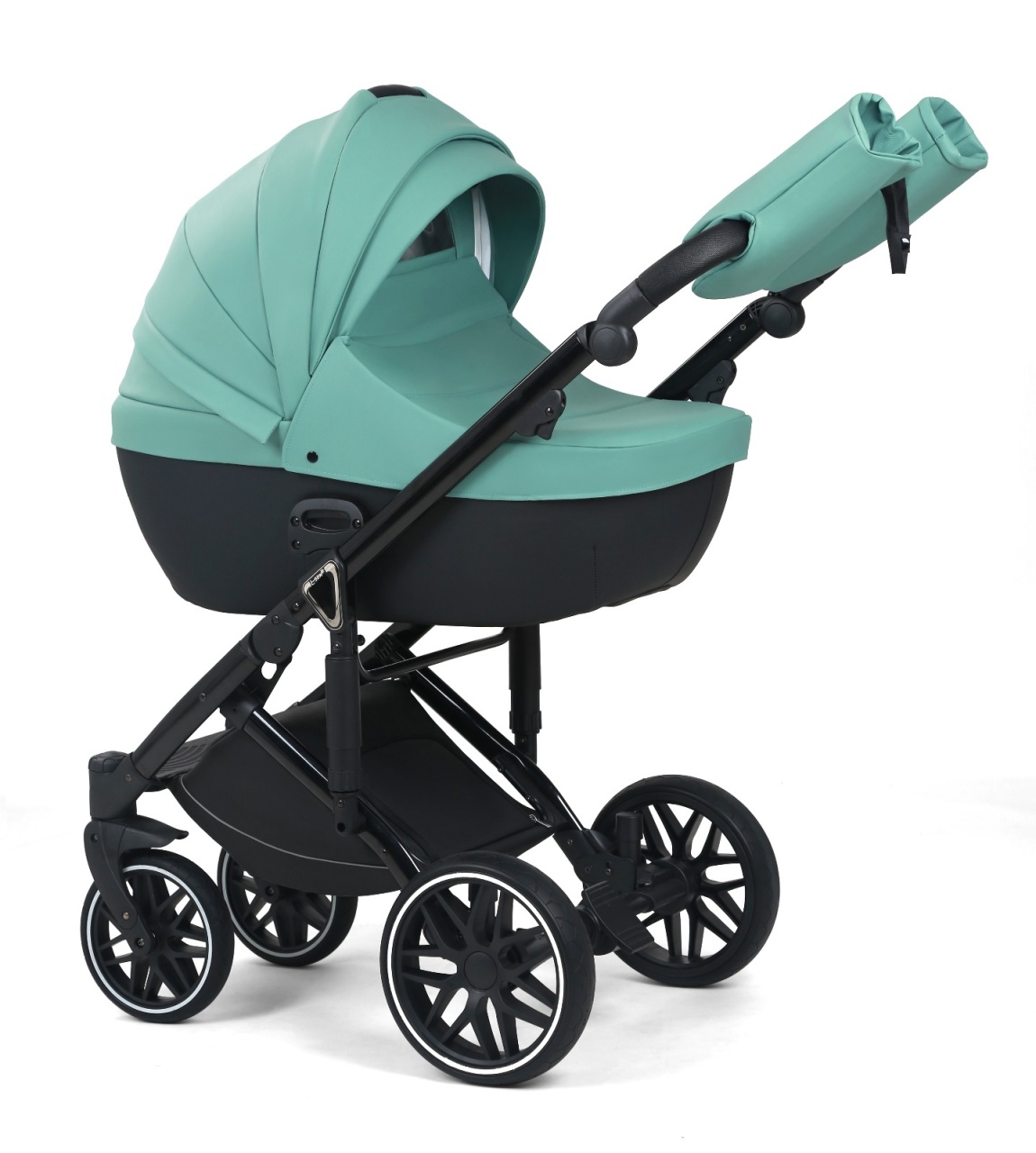 Carucior 3 in 1, G8 Luxury Verde, reversibil, cu suspensii, din piele ECO - 1 | YEO