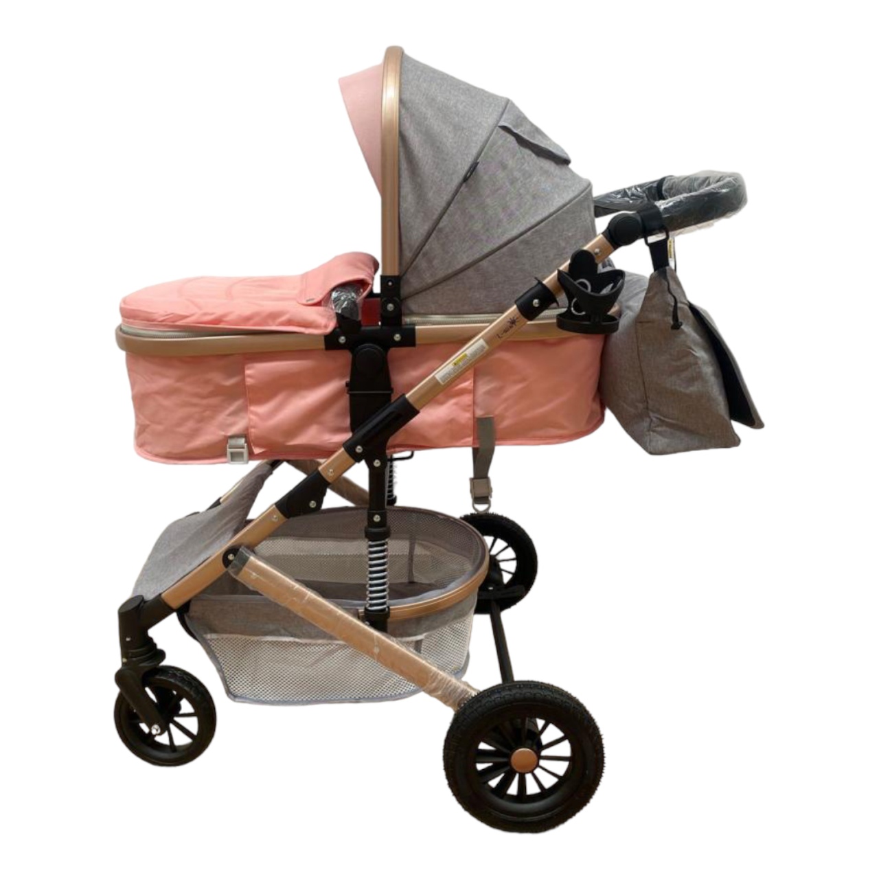 Carucior 3 in 1, reversibil, cu suspensii, reversibil, compact, T2 New, roz cu gri - 2 | YEO
