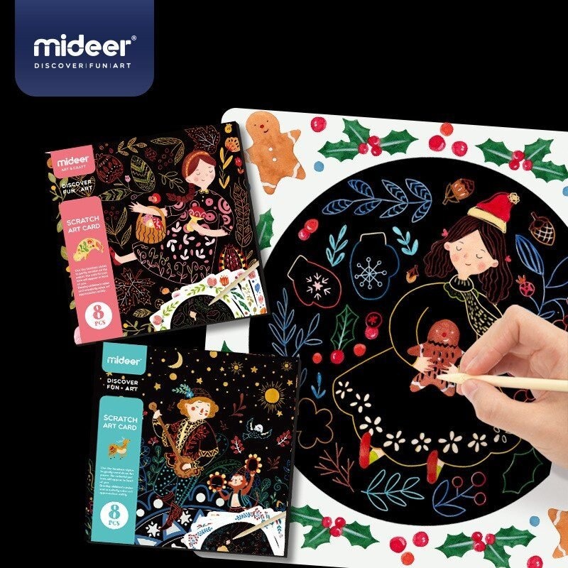 Joc creativ de razuit Scratch Art Card, Mideer roz - 3 | YEO
