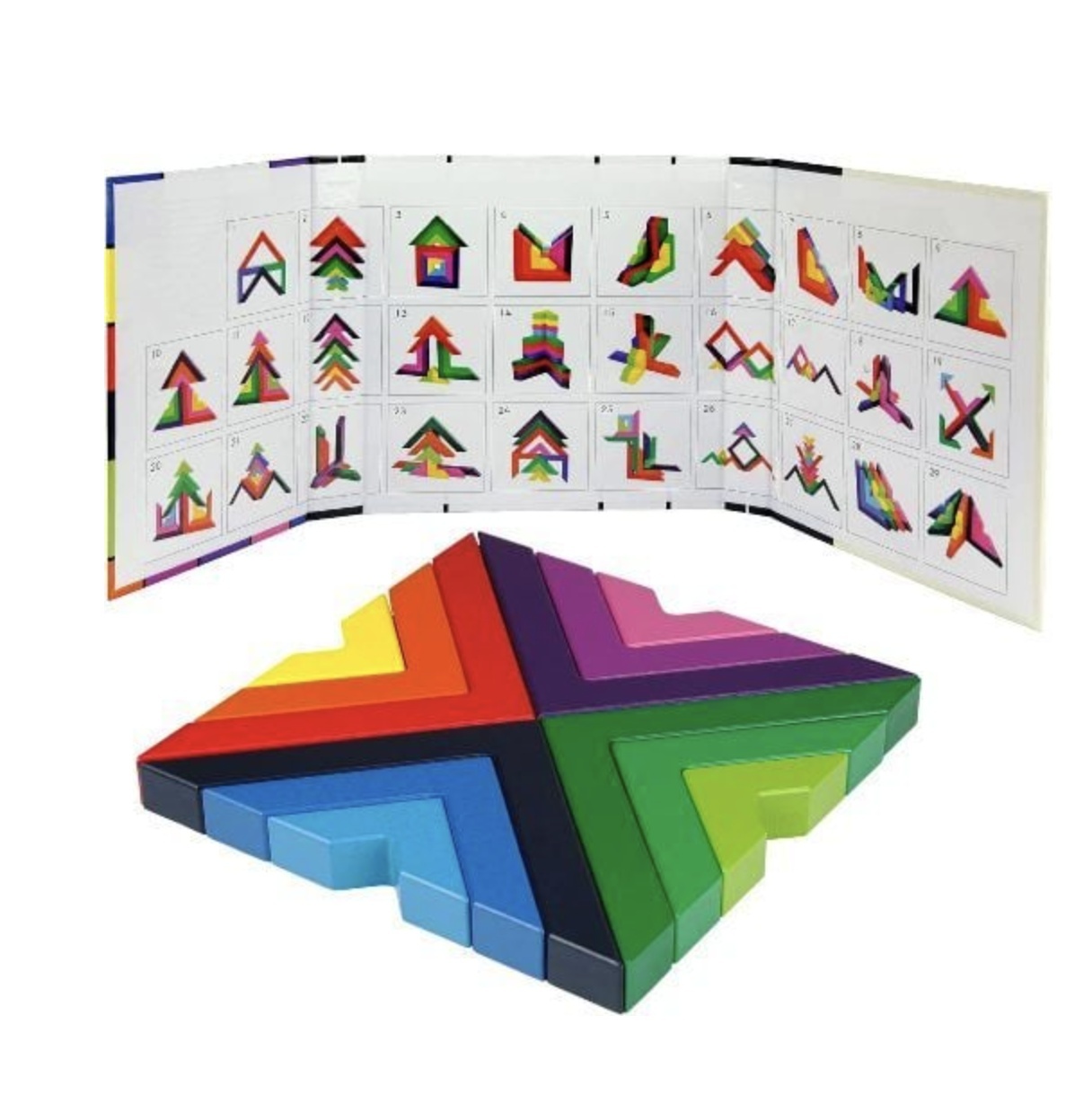 Joc Montessori 12 Piese Unghi Drept Curcubeu - Constructii Matematice, din lemn - 2 | YEO