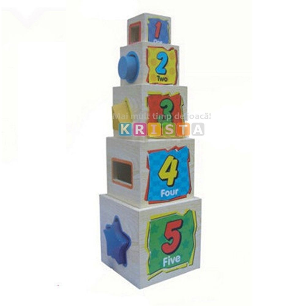 Joc Montessori Educativ Turnul 5 Din Lemn - 4 | YEO