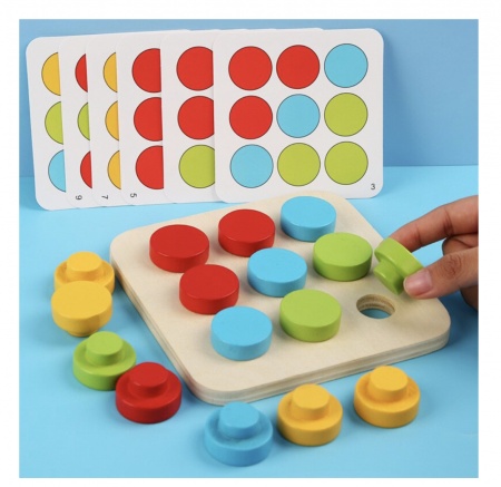 Joc Montessori mozaic cu butoni mari cu 16 piese, din lemn - 2 | YEO