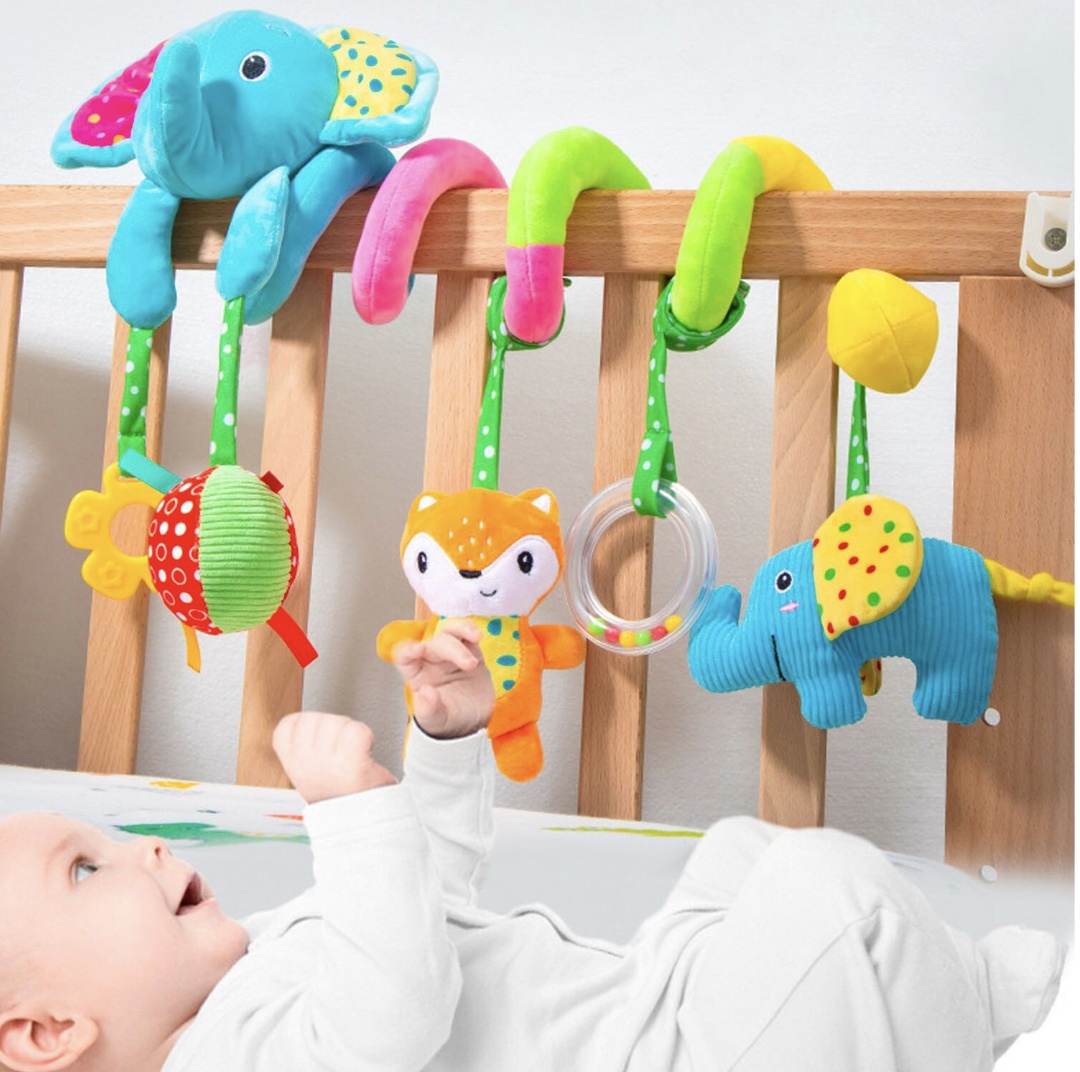 Jucarie bebe zornaitoare Elefant pentru patut, carucior, multicolor - 1 | YEO