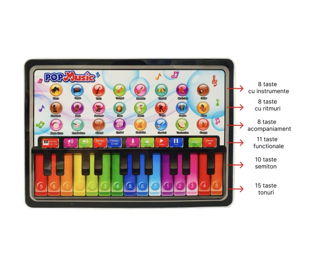 Jucarie interactiva Prima mea tableta cu pian, Pop Music - 2 | YEO