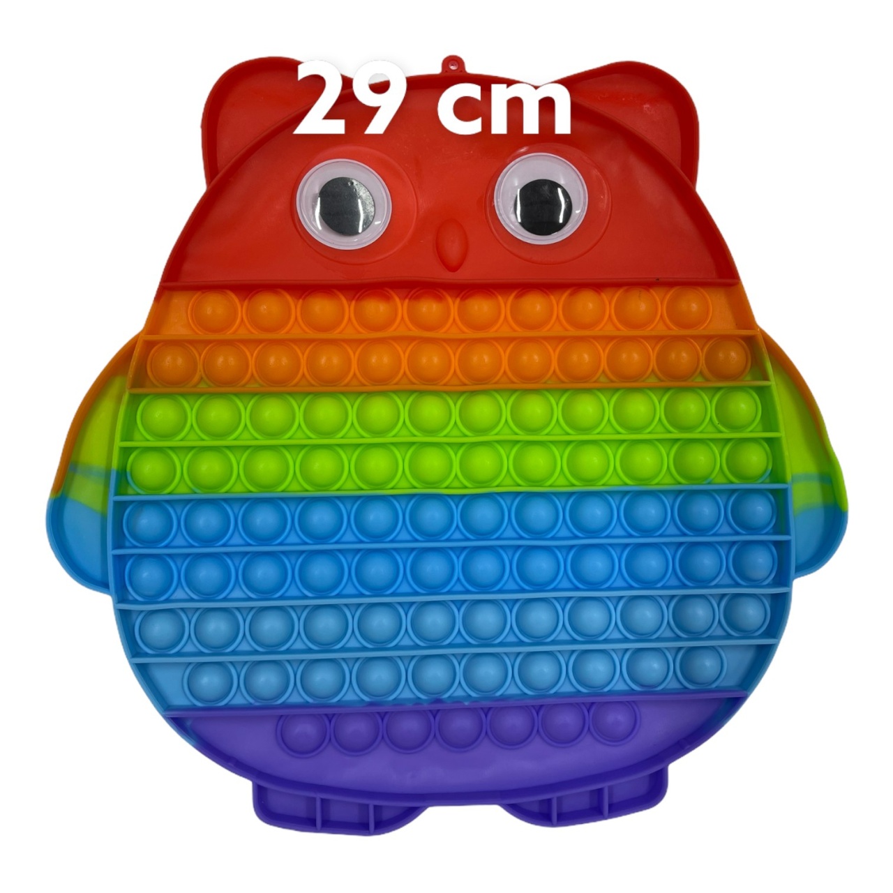 Jucarie POP IT!, GIGANT antistres, din silicon, BUFNITA cu ochi Rainbow, 29 cm - 1 | YEO