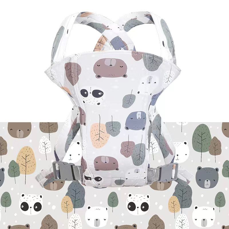 Marsupiu ergonomic din bumbac, pentru bebelusi, Frunze si Ursuleti, gri - 1 | YEO