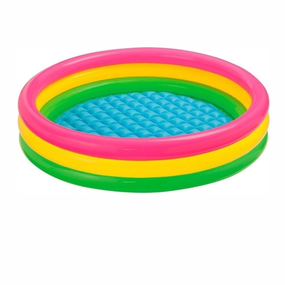 Piscina gonflabila cu podea gonflabila, trei inele colorate 150 cm