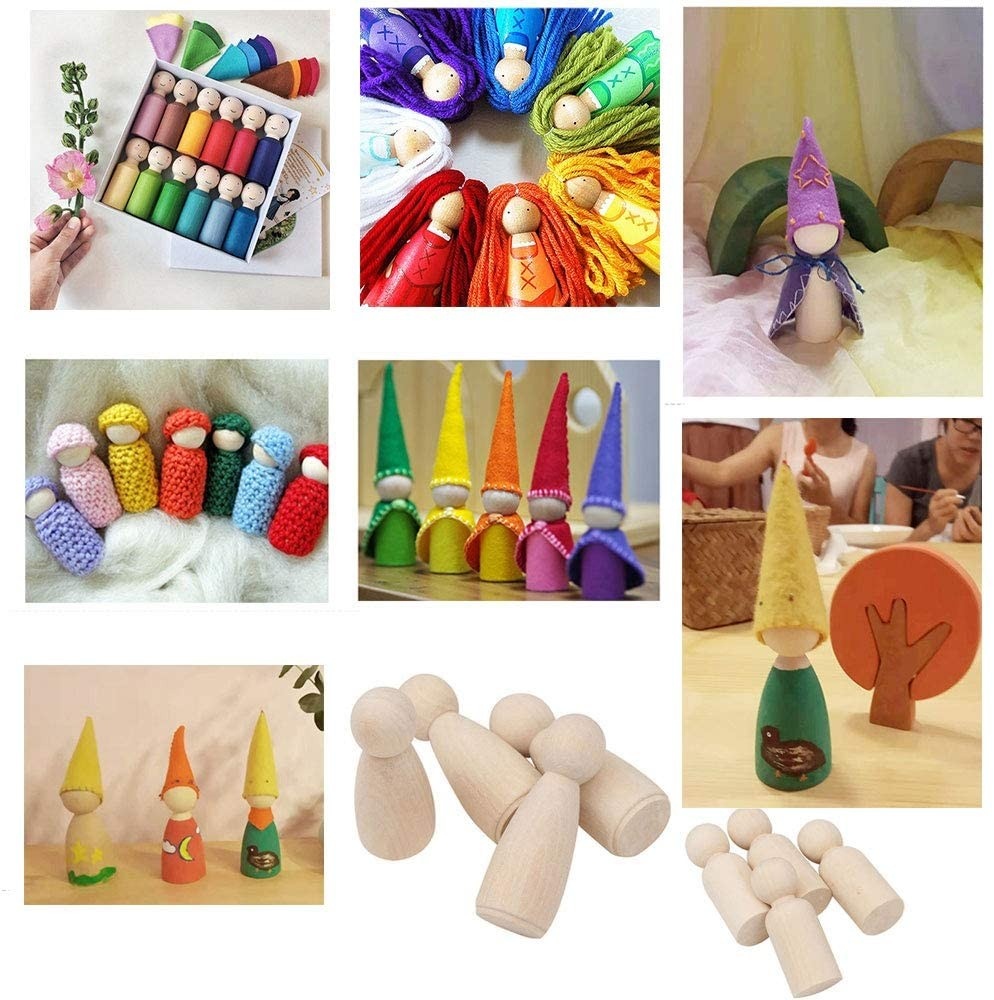 Set 50 papusi de pictat din lemn natur - 2 | YEO