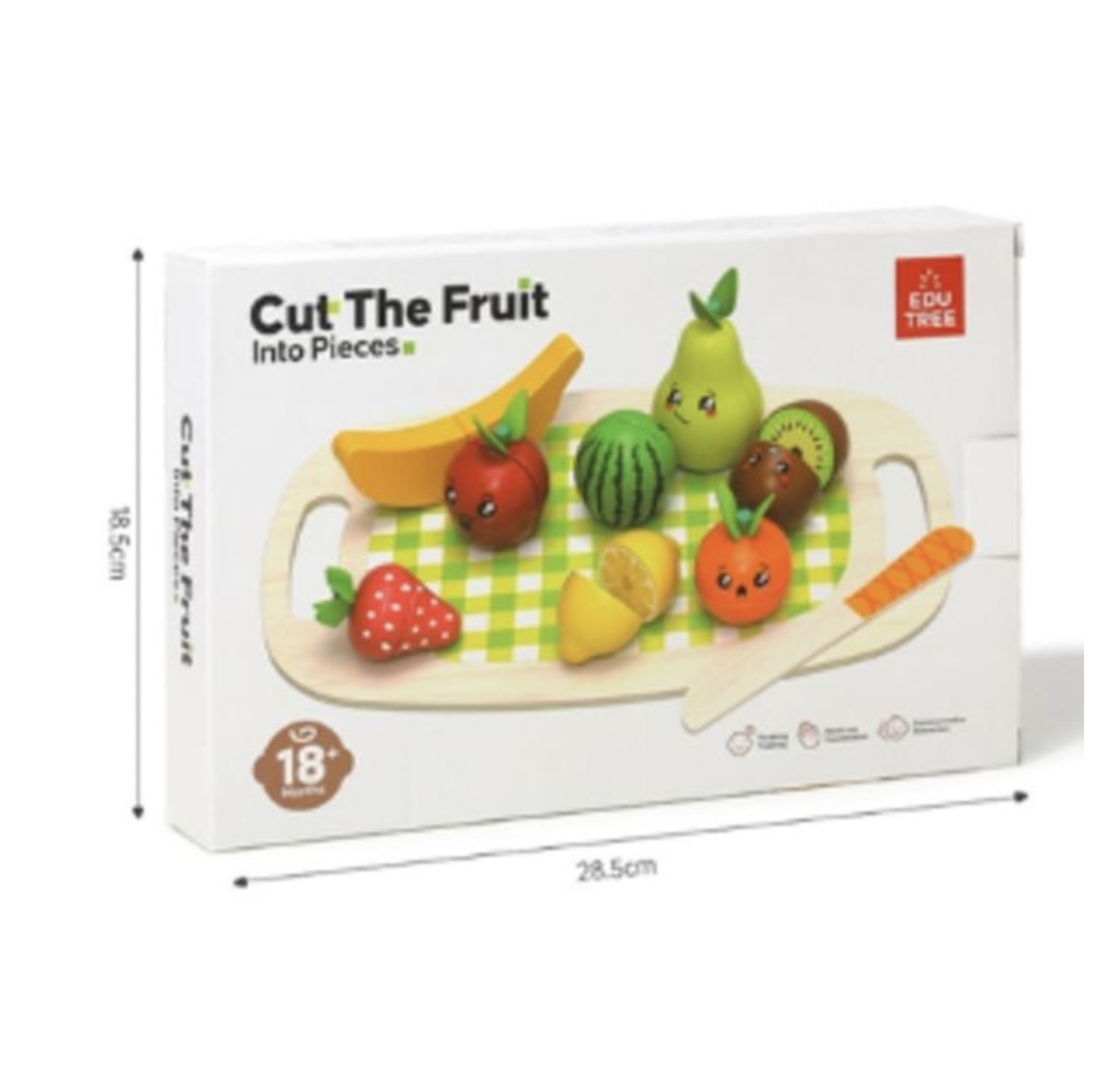 Set Montessori 18 Piese, Tavita cu 8 fructe de taiat, din lemn - 2 | YEO