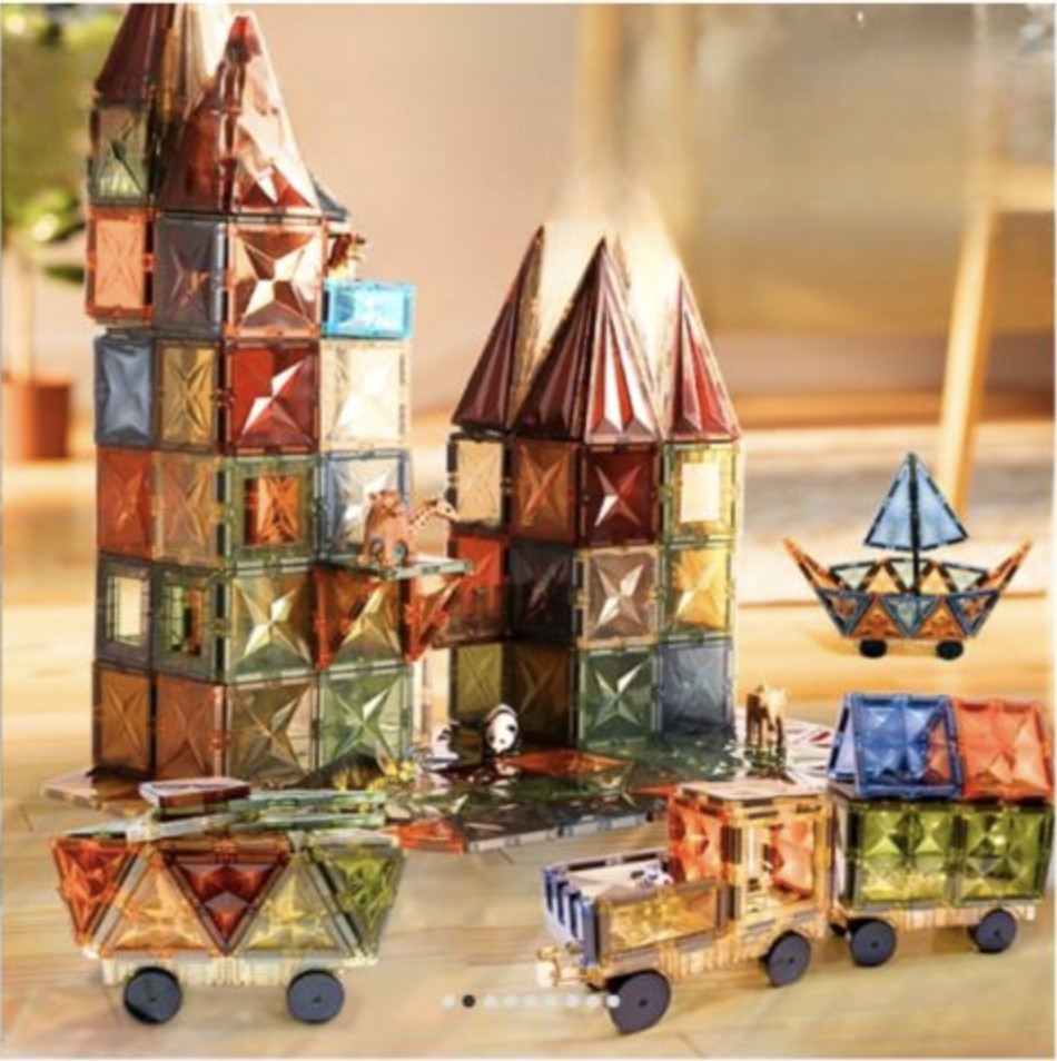 Set STEM 50 Piese Magnetice Transparente de Construit – Magnetic Tiles - 2 | YEO