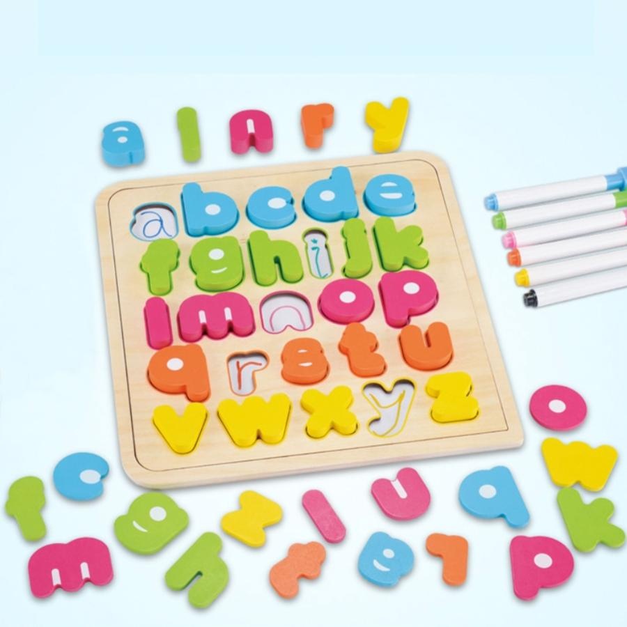 Tabla magnetica cu puzzle incastru cu litere mici si cartonase educative, 44 piese - 2 | YEO