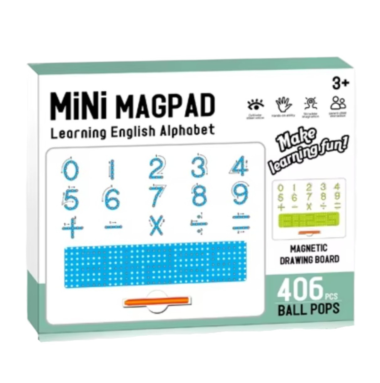 Tabla magnetica educativa cu pix si 406 bile – invatare cifre si operatii matematice - 1 | YEO
