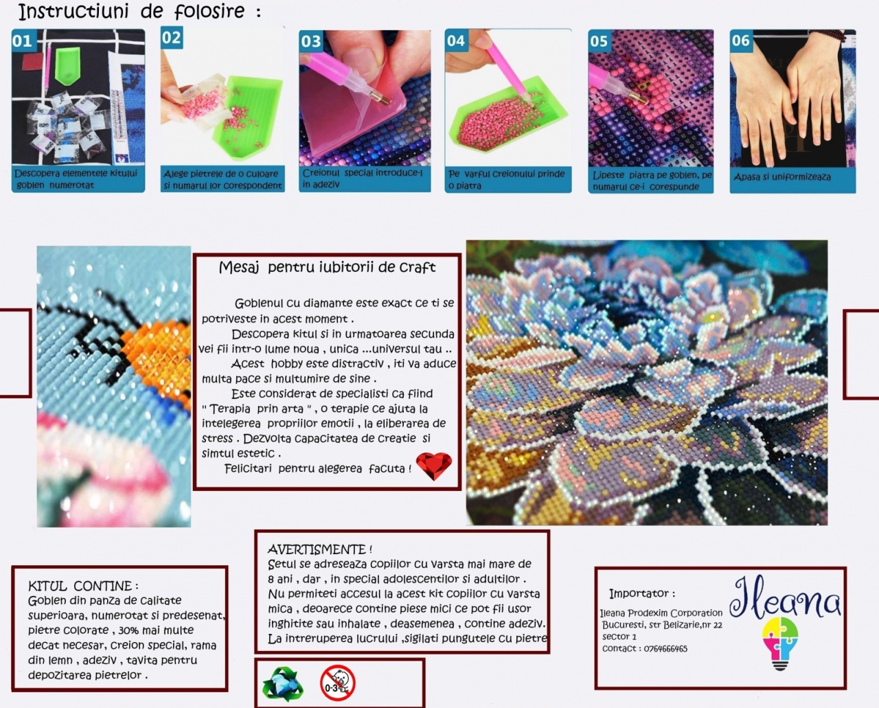 Tablou cu rama de lemn GM063, Vaza cu Violete, Pictura cu Diamante, Goblen cu pietre 5D, 40 x 50 cm - 2 | YEO