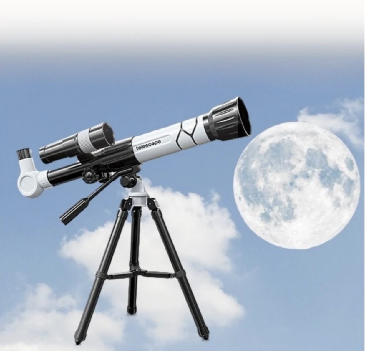 Telescop cu Trepied, Zoom 40x, IPX4, Plastic și Sticlă FMC, Alb - 2 | YEO