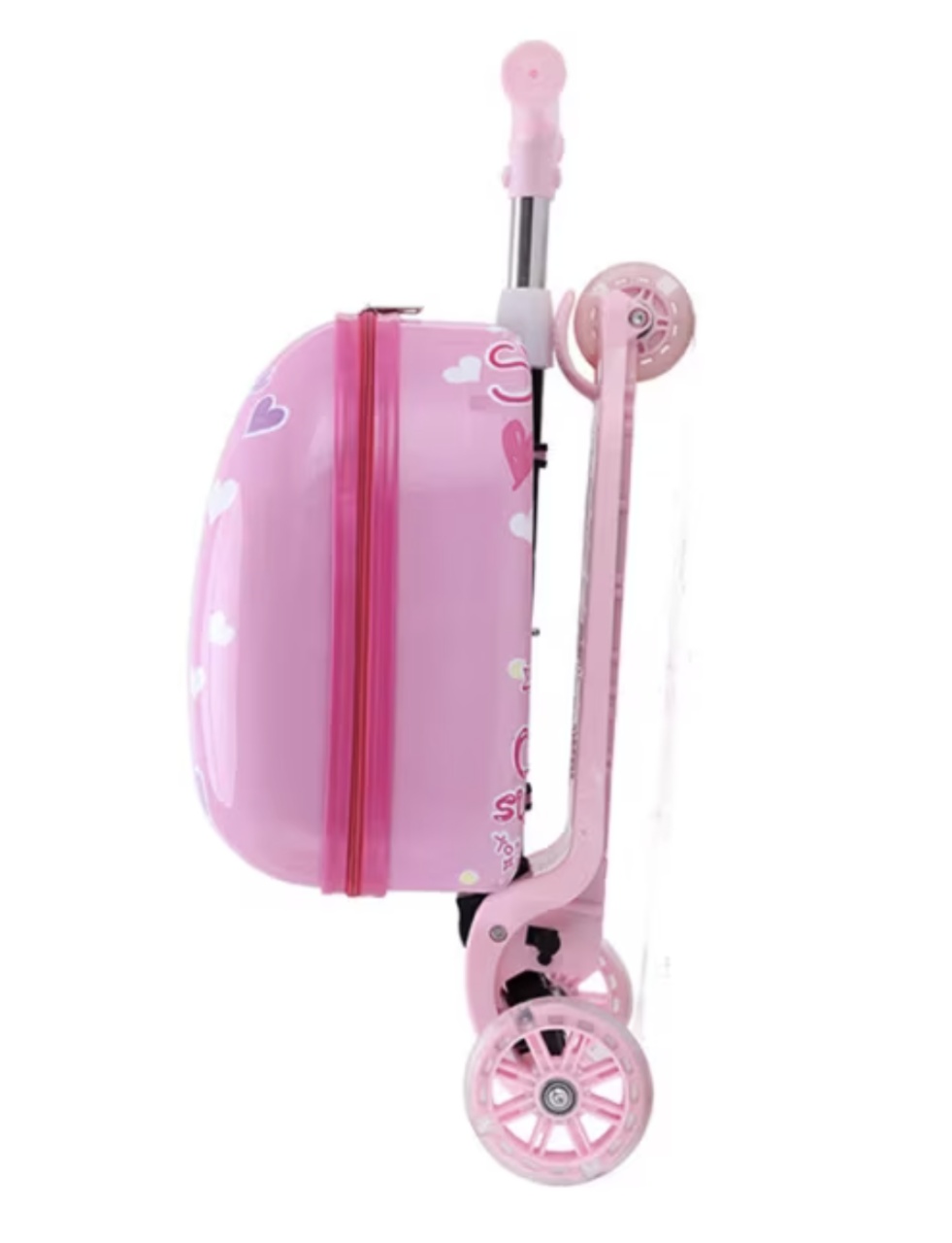 Trotineta 2 in 1 cu Ghiozdan Troler si Roti LED, 618-1 roz - 1 | YEO