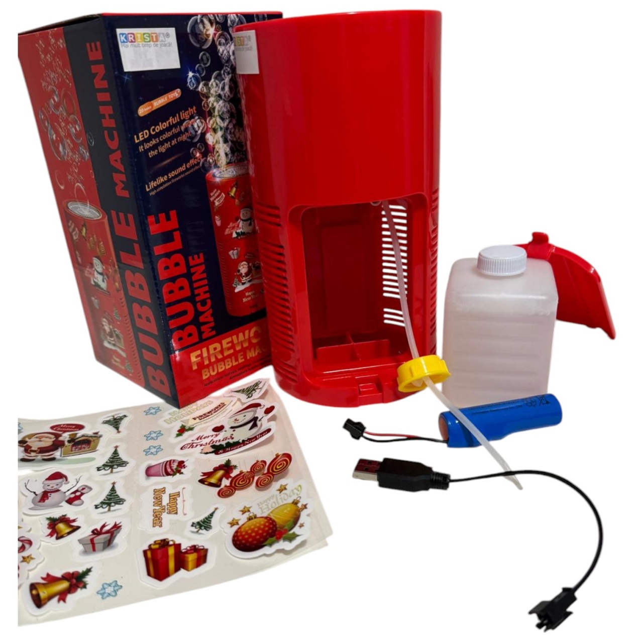 Aparat Mare de baloane automat cu 40 orificii si lumini LED, cu efect de artificii, rosu - 2 | YEO