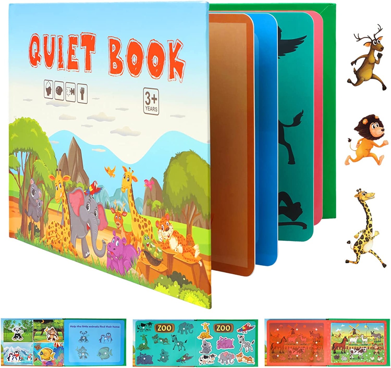 Carte cu activitati educative, Quiet Book Animalele salbatice - 1 | YEO