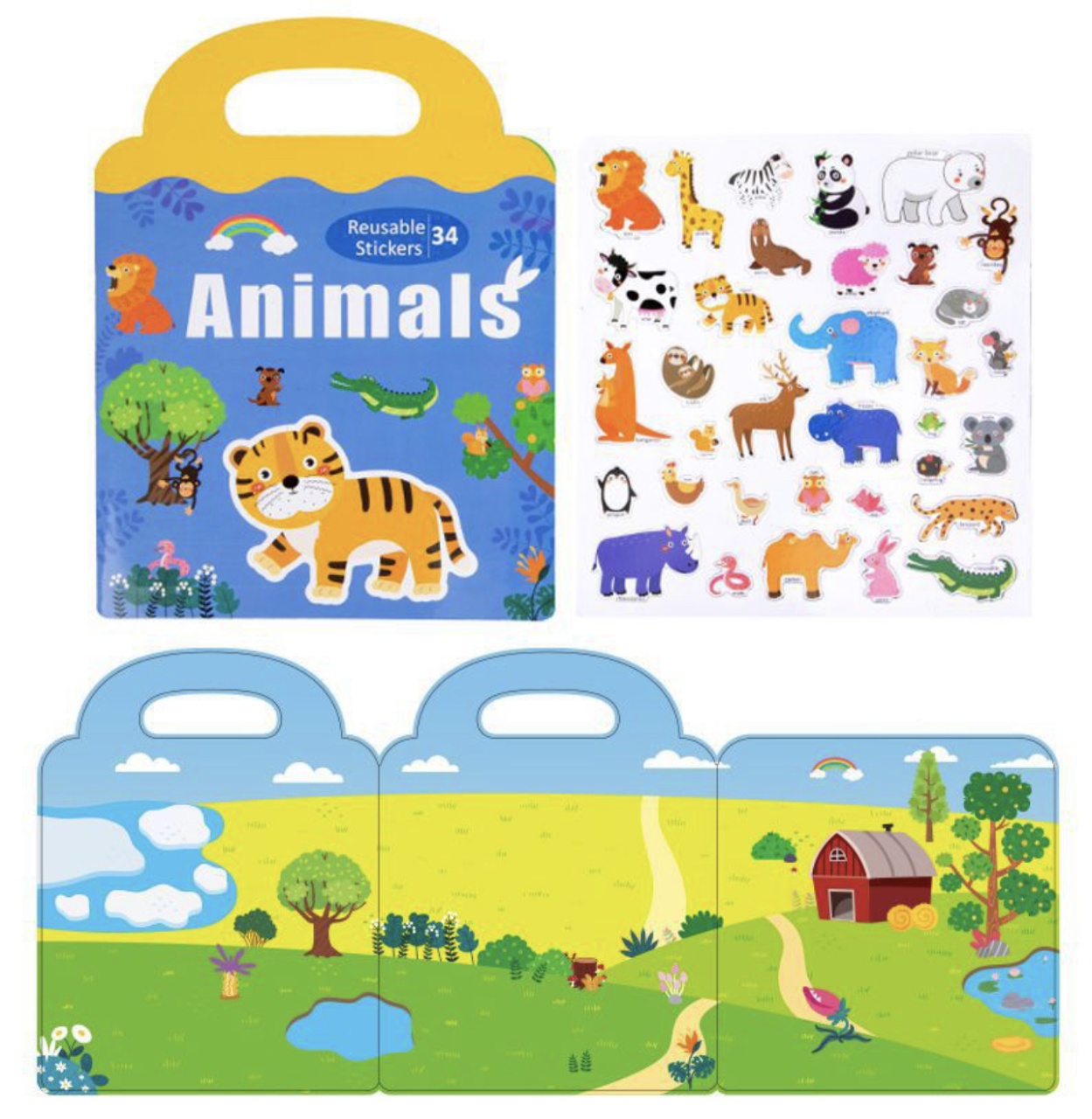 Carte magnetica cu 34 stickere reutilizabile, Animalele salbatice din Savana