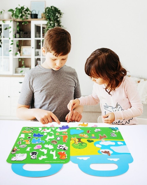 Carte magnetica cu 34 stickere reutilizabile, Animalele salbatice din Savana - 1 | YEO