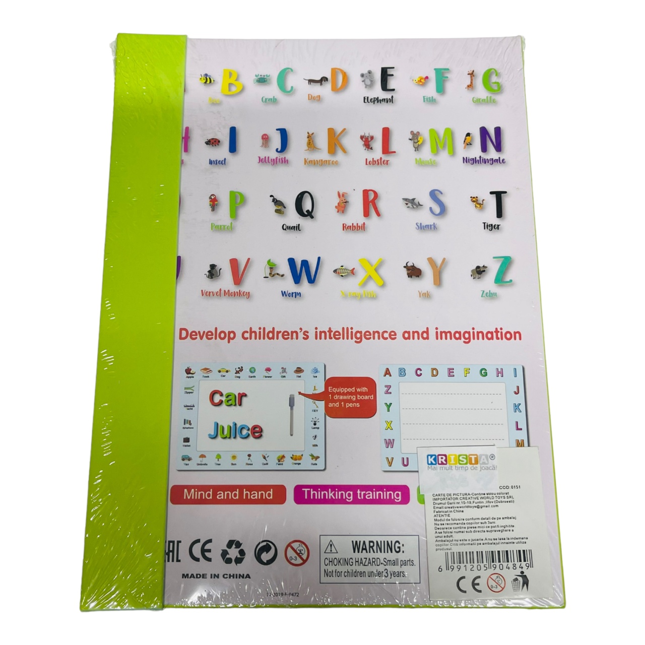Carte magnetica cu activitati educative, cu piese puzzle si tablita de scris magnetica, cu marker, Literele alfabetului - 1 | YEO