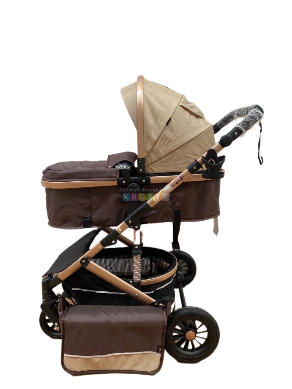 Carucior 2 in 1, reversibil, cu suspensii, T7 crem - L-Sun - 1 | YEO