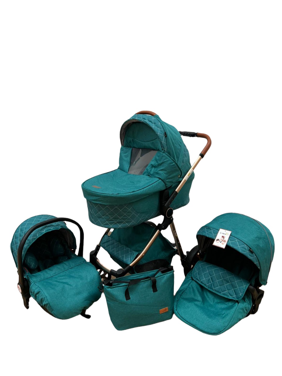 Carucior 3 in 1, 3 piese landou, sport si scoica, T6 - verde