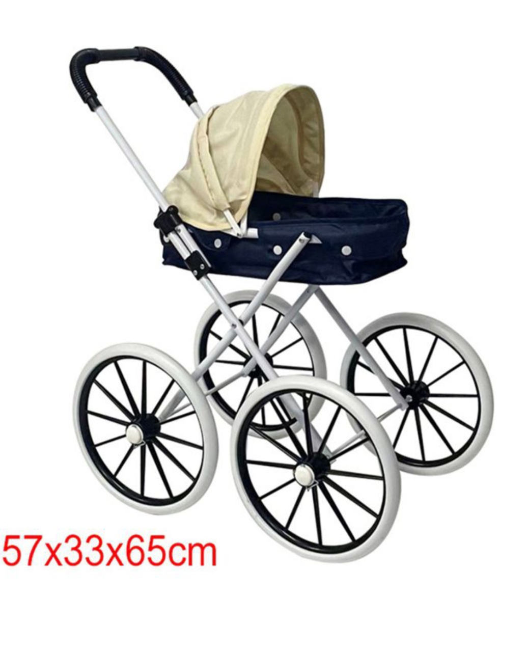 Carucior landou pentru papusi cu roti mari, crem - 2 | YEO