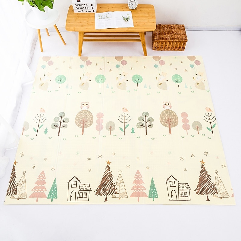 Covor bebe pliabil, gros, termoizolant, cu 2 fete, Orasul si Padurea din povesti, 200x150 cm - 2 | YEO