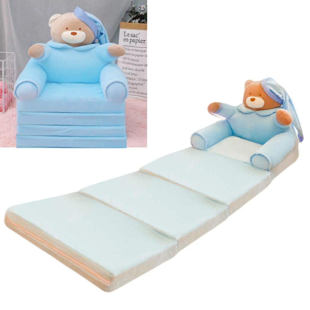 Fotoliu Urs Bleu, cu 4 placi, Extensibil la 150 cm - 2 | YEO