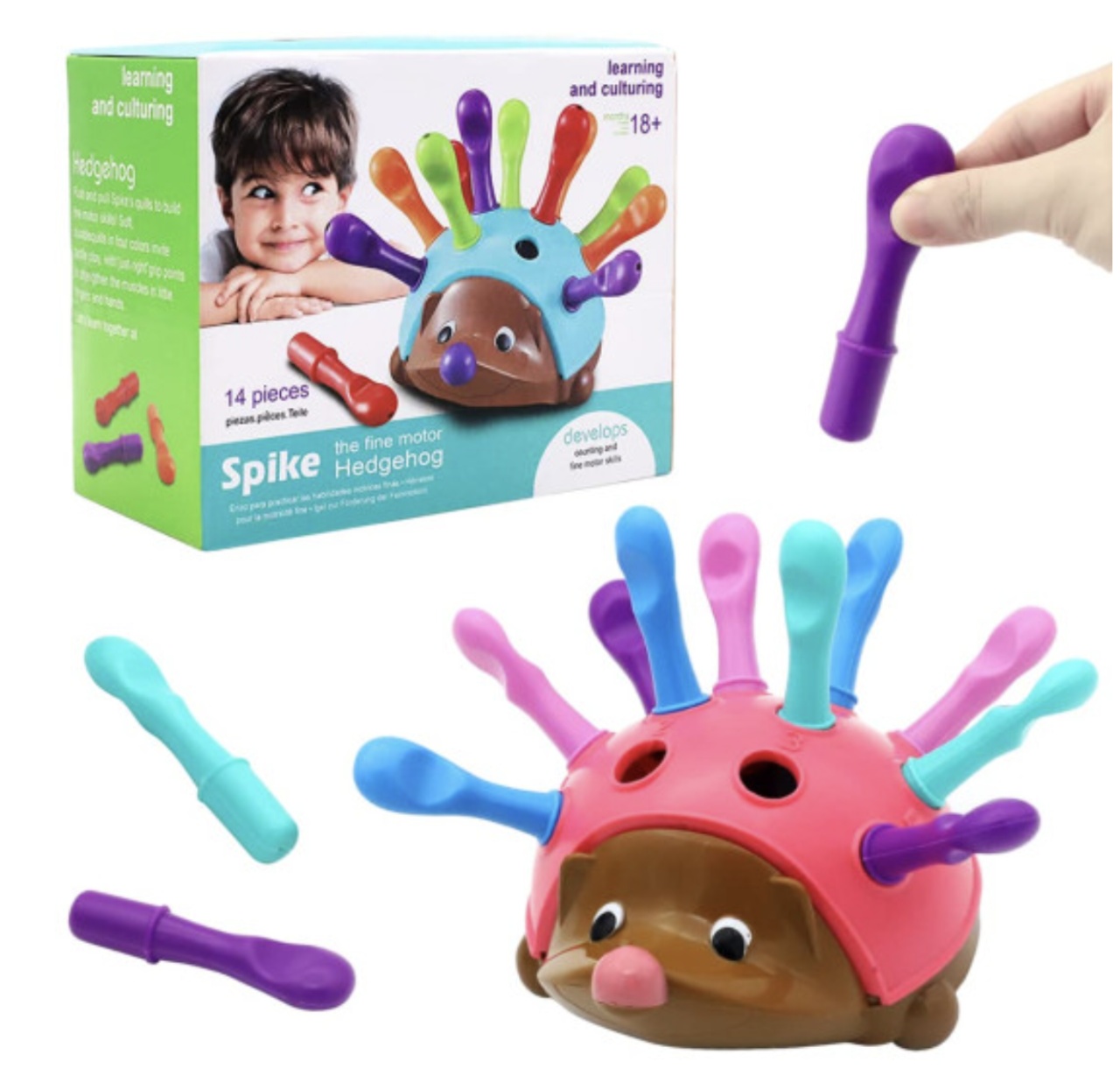 Joc de motricitate si sortare de culori Ariciul Spike, roz - 3 | YEO
