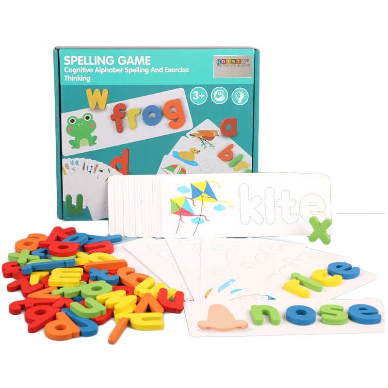 Joc din lemn Frog, Invata alfabetul si limba engleza, 80 piese - 1 | YEO
