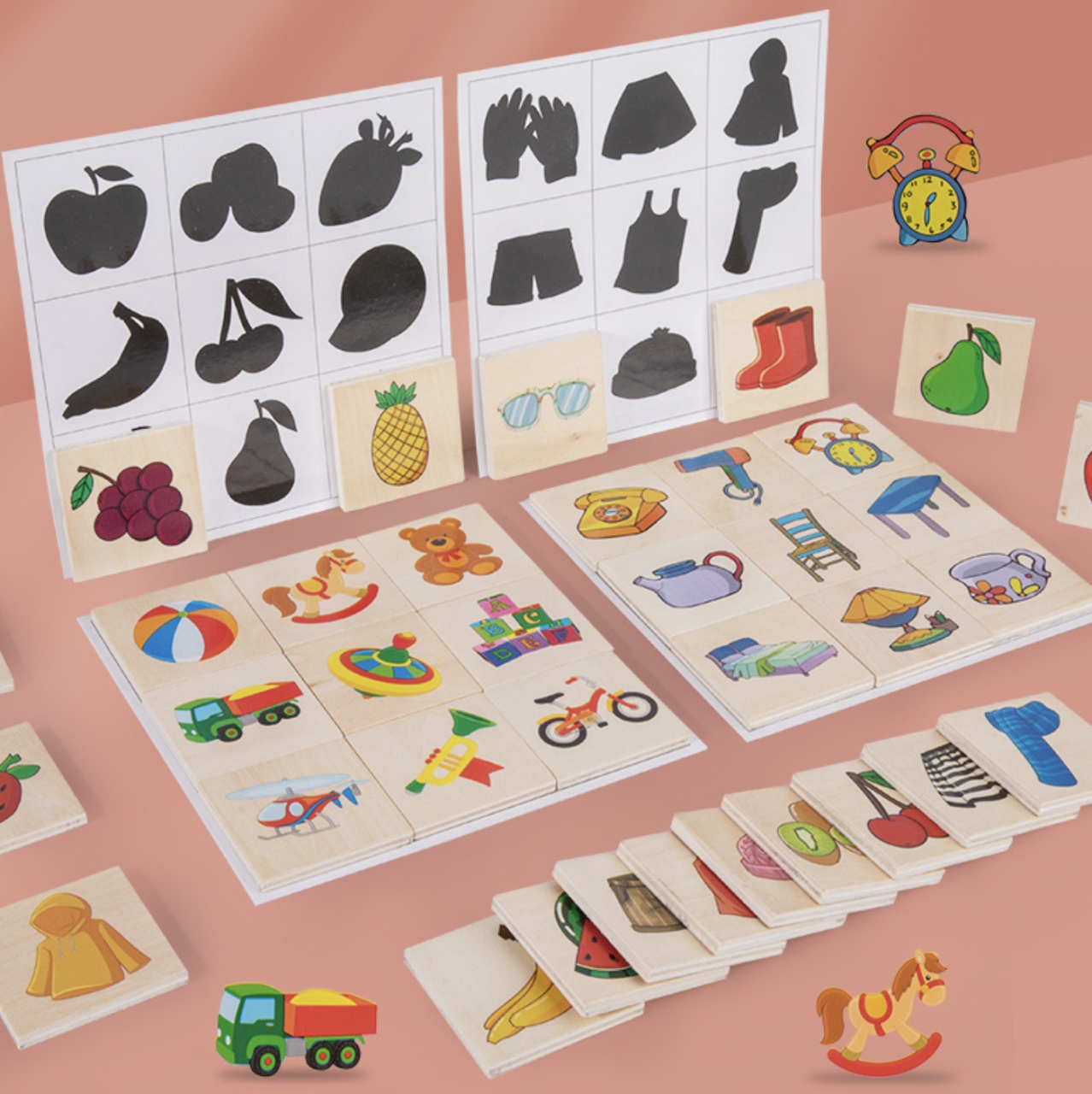Joc Montessori de asociere imagini, Umbre, 36 piese din lemn - 3 | YEO