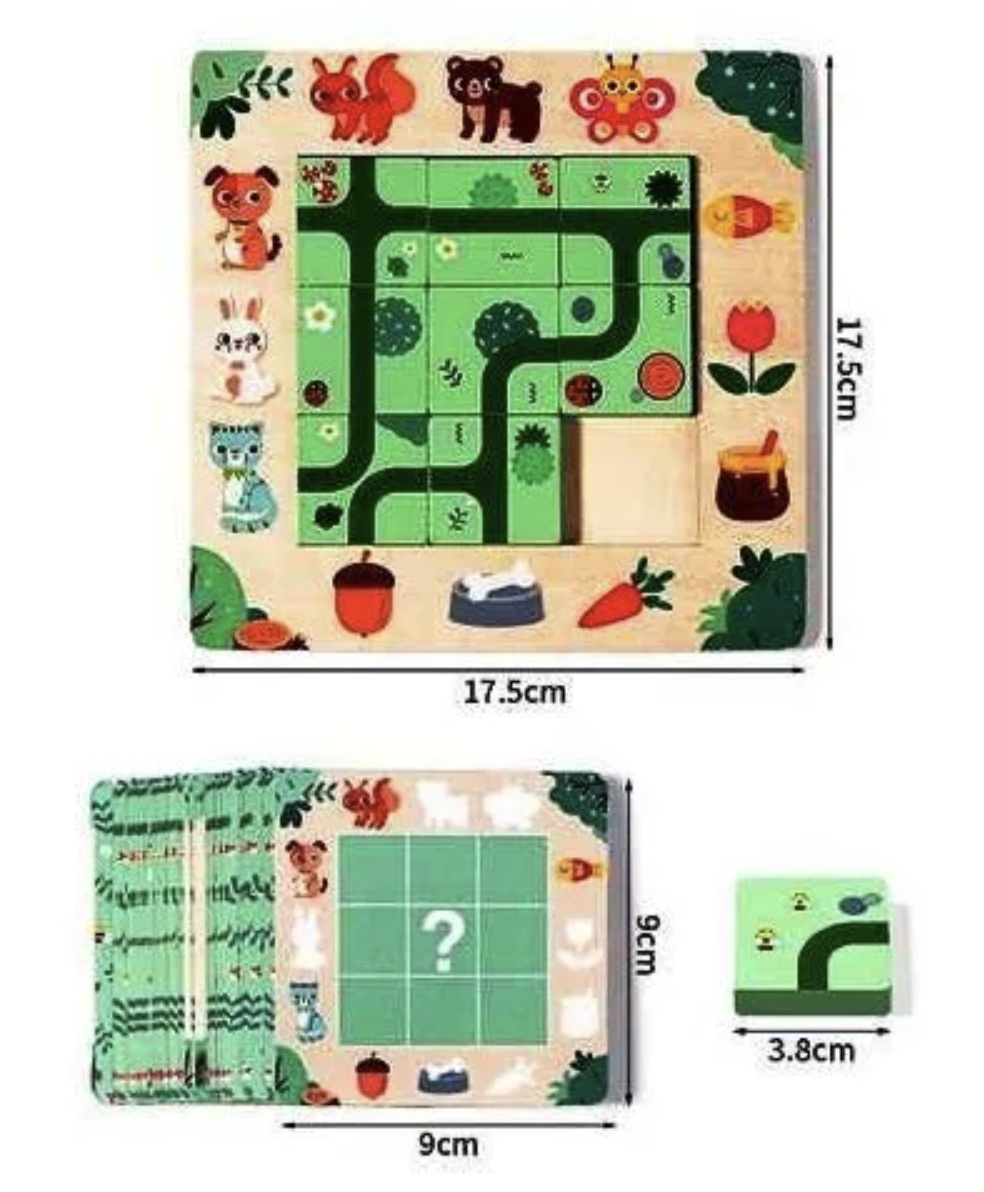 Joc Montessori de logica de tip Puzzle Gaseste Poteca, din lemn - 3 | YEO