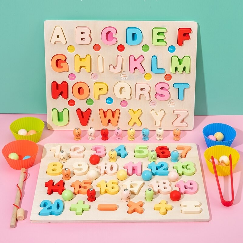 Joc tip Montessori 3 in 1, Fishing Beads, invata Cifrele si Matematica - 2 | YEO