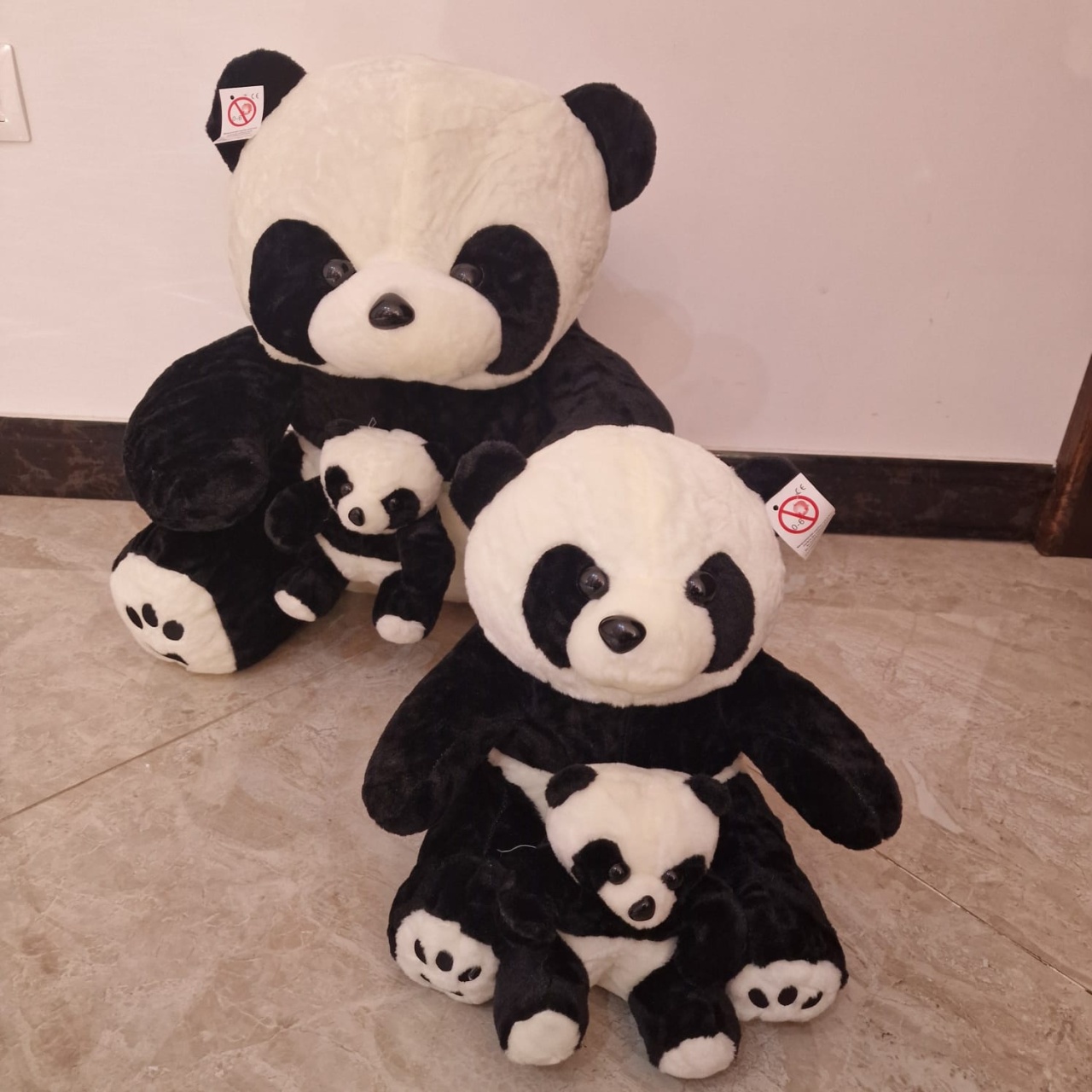 Jucarie din plus Mama Urs panda cu pui 35 cm - 2 | YEO